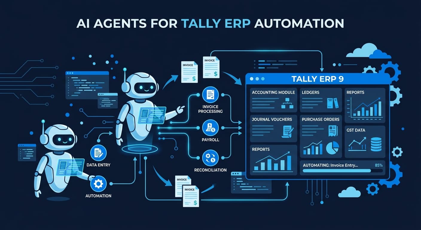 Local AI agents connecting to Tally ERP on-premise for accounting automation