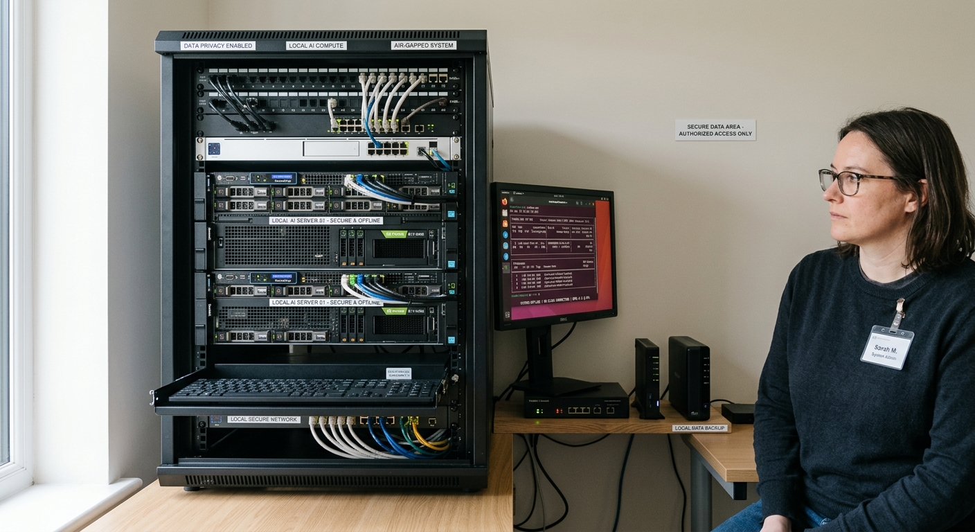 Local server hardware running AI models in a small office
